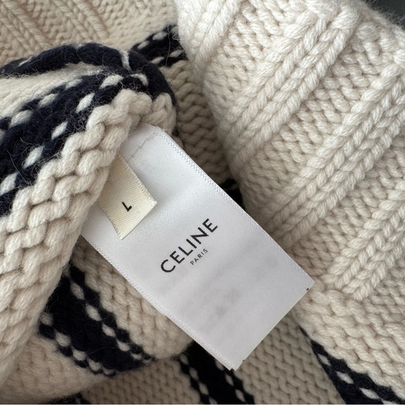 Celine Black and White Striped Cropped Sweater - Picture 9 of 9